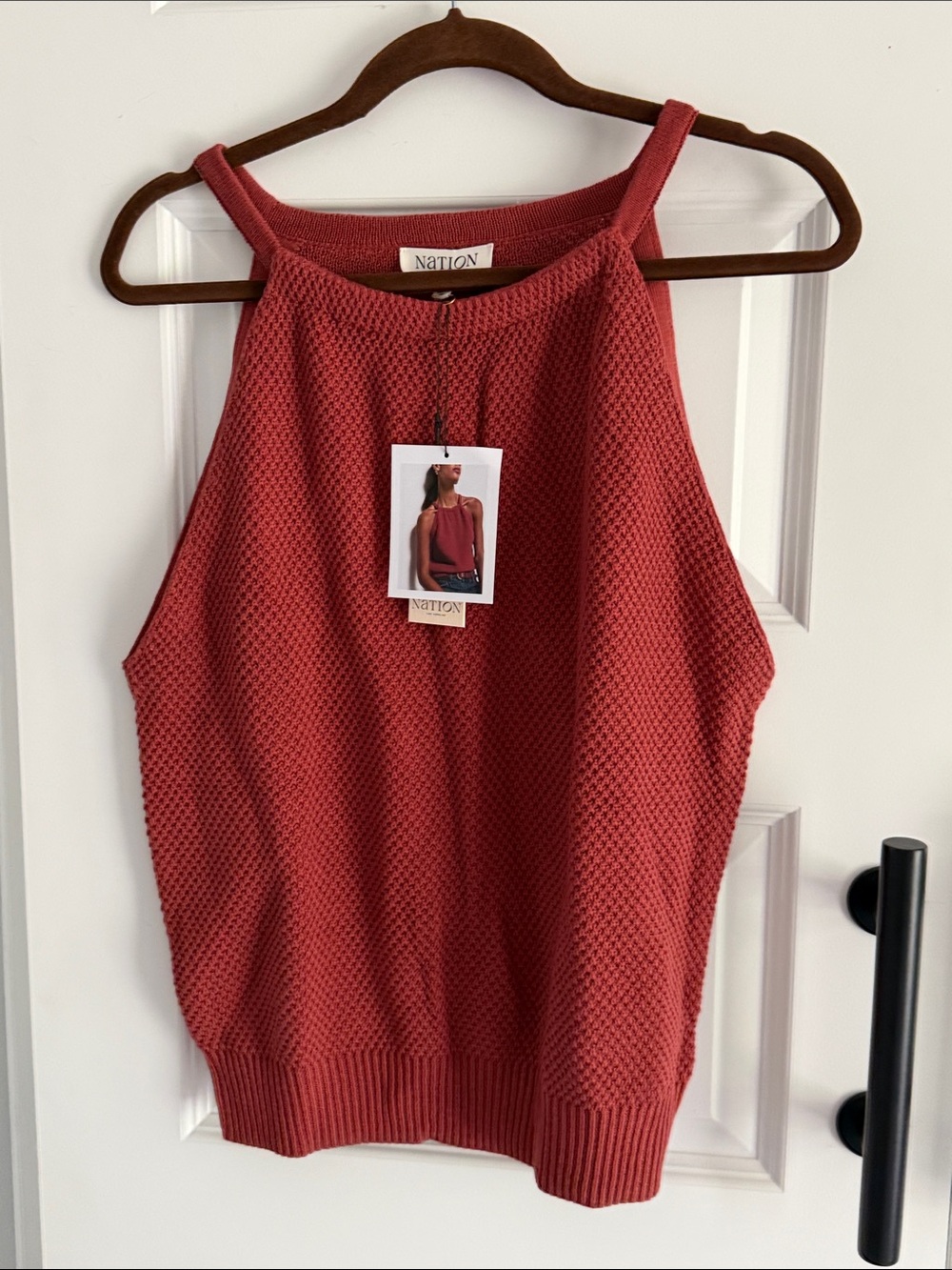 Nation Los Angeles Coral-Red rust Knit Tank Top XL